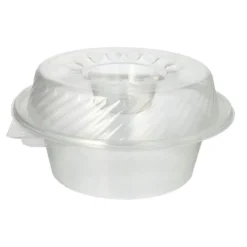 PAPSTAR Pro Pac Feinkost-, Salatschalen, Klappdeckel PP rund 1400ml, 11,4 x 22 x 21,5 cm, Dipfach