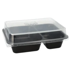 PAPSTAR Pro Pac Mehrweg-Menüschalen PP 2-geteilt 4,5 cm x 22,7 cm x 17,8 cm schwarz