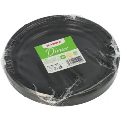 PAPSTAR Pro Pac Mehrweg-Menü-Teller PP ungeteilt Ø 22 cm, 2,6 cm schwarz