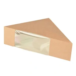 PAPSTAR Sandwichboxen, Pappe mit Sichtfenster aus PLA 12,3 cm x 12,3 cm x 5,2 cm braun