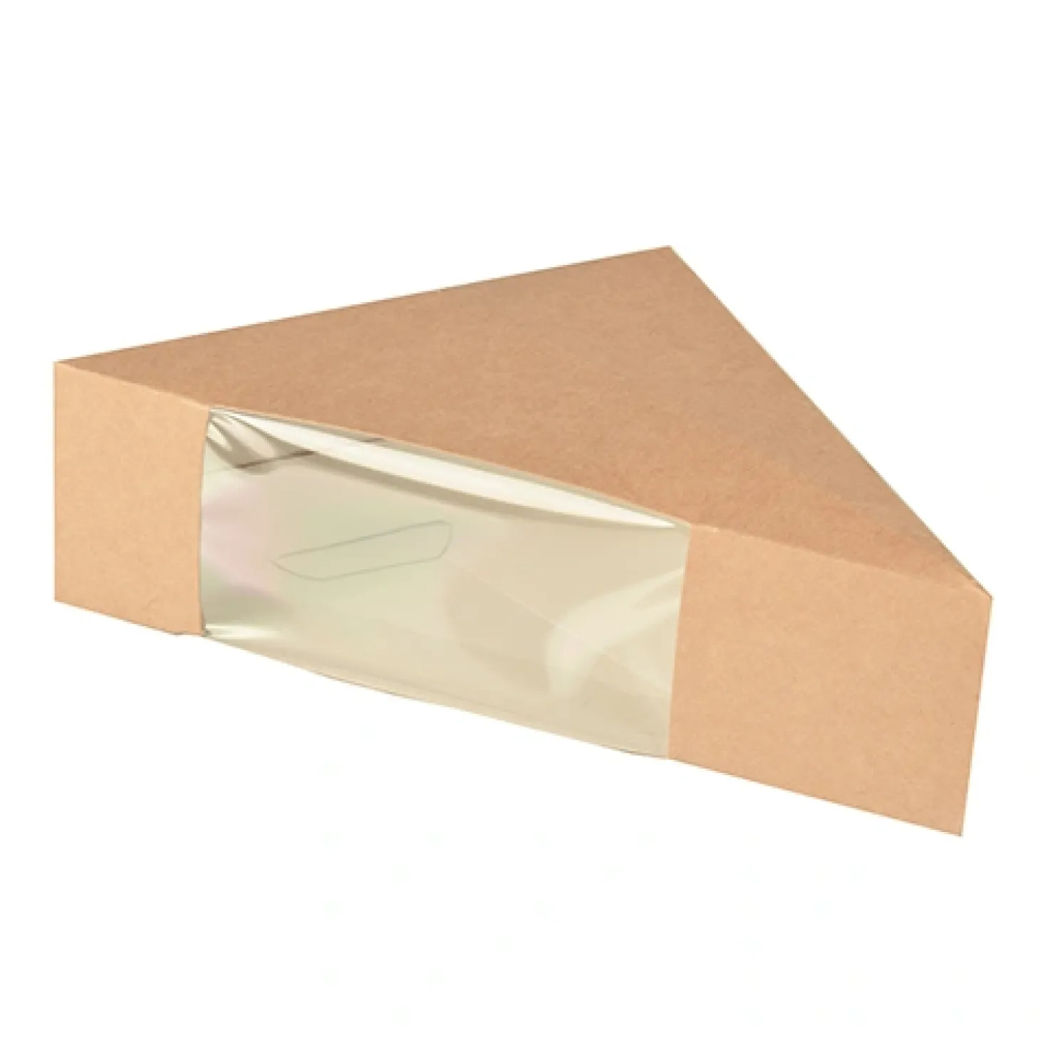 PAPSTAR Sandwichboxen, Pappe mit Sichtfenster aus PLA 12,3 cm x 12,3 cm x 5,2 cm braun