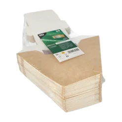 PAPSTAR Sandwichboxen, Pappe mit Sichtfenster aus PLA 12,3 cm x 12,3 cm x 8,2 cm braun
