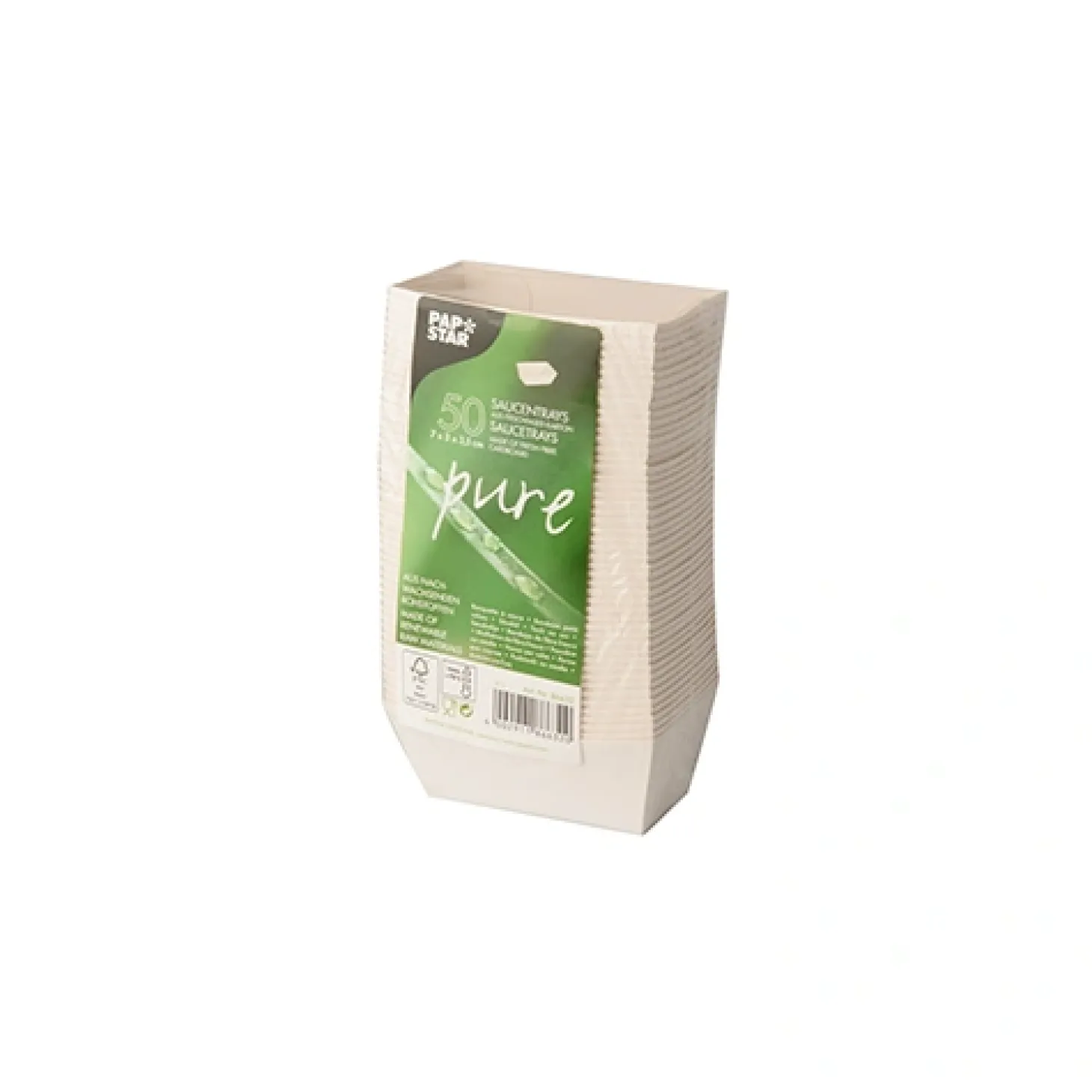 PAPSTAR Saucentrays, Pappe "pure" 3,5 cm x 3 cm x 7 cm weiß "Good Food"