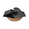 PAPSTAR Schalen, Palmblatt rund 900 ml Ø 21 cm, 6 cm natur/schwarz mit separatem Flower-Lid