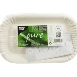 PAPSTAR Schalen, Pappe "pure" eckig 15 cm x 23 cm x 2 cm weiß