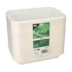 PAPSTAR Schalen, Zuckerrohr "pure" ungeteilt 3 cm x 15,3 cm x 20,3 cm weiß, 6 x 50 Stück