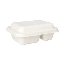 PAPSTAR Schalen, Zuckerrohr "pure" 2-geteilt 5,6 cm x 15,3 cm x 20,3 cm weiß