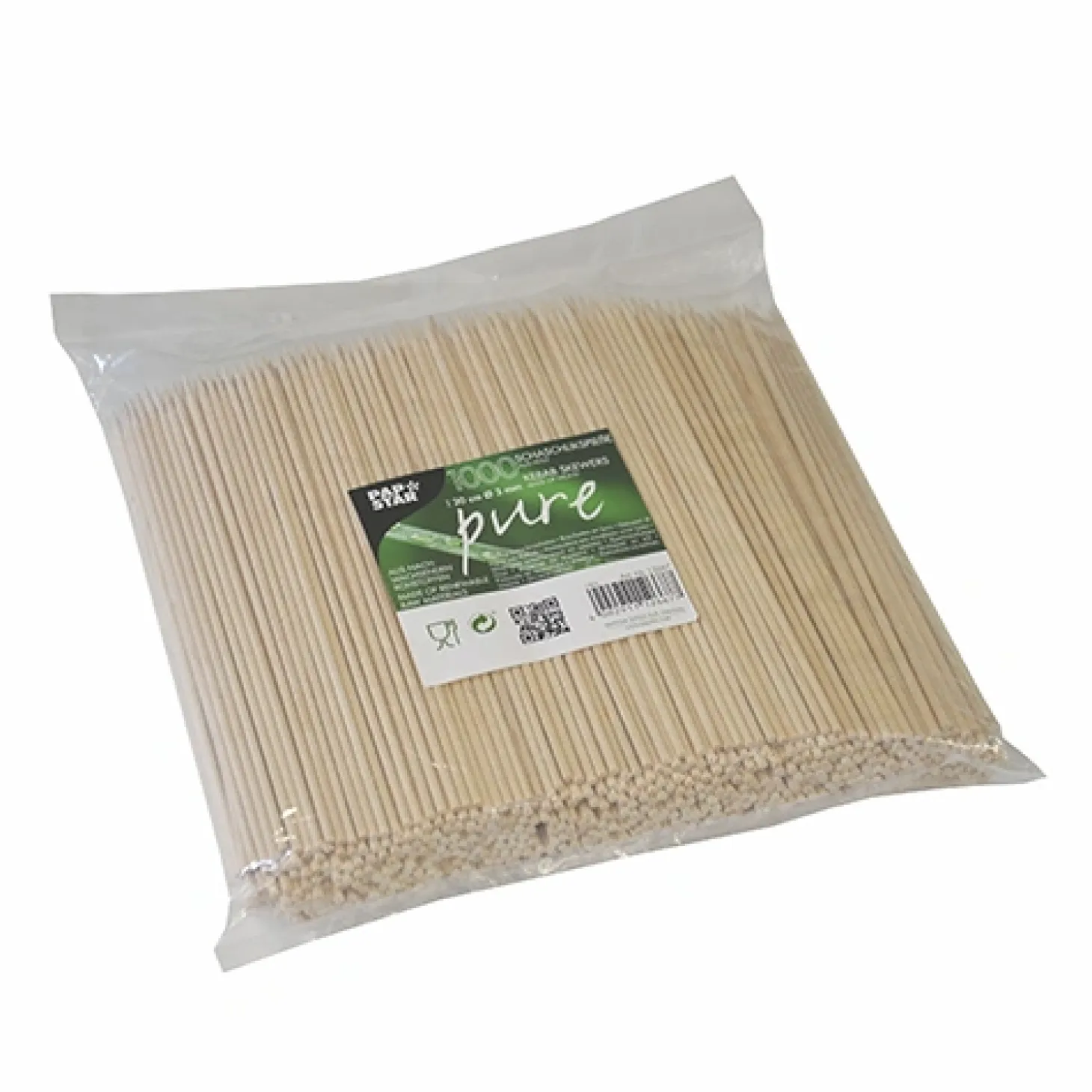 PAPSTAR Schaschlikspieße, Holz "pure" Ø 3 mm, 20 cm, 14 x 1000 Stück