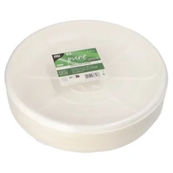 PAPSTAR Servierplatten, Zuckerrohr "pure" rund Ø 35 cm weiß für Meeresfrüchte