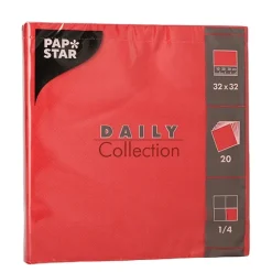 PAPSTAR Servietten "DAILY Collection" 1/4-Falz 32 cm x 32 cm rot, 15 x 20 Stück