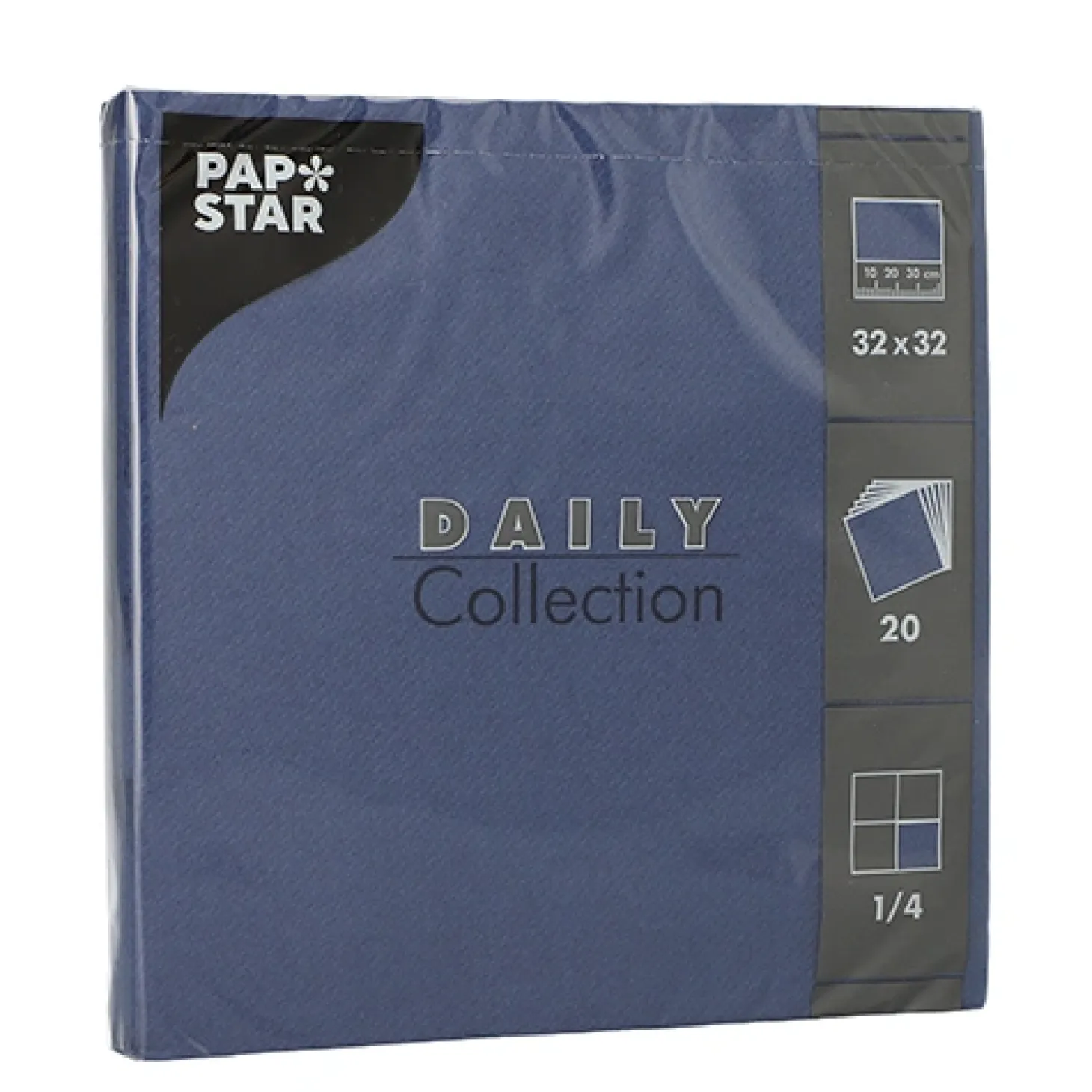 PAPSTAR Servietten "DAILY Collection" 1/4-Falz 32 cm x 32 cm dunkelblau, 15 x 20 Stück
