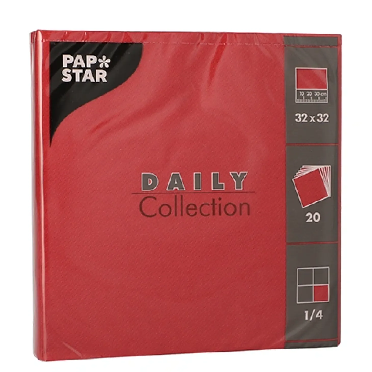 PAPSTAR Servietten "DAILY Collection" 1/4-Falz 32 cm x 32 cm bordeaux, 15 x 20 Stück
