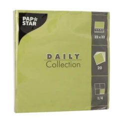 PAPSTAR Servietten "DAILY Collection" 1/4-Falz 32 cm x 32 cm olivgrün, 15 x 20 Stück