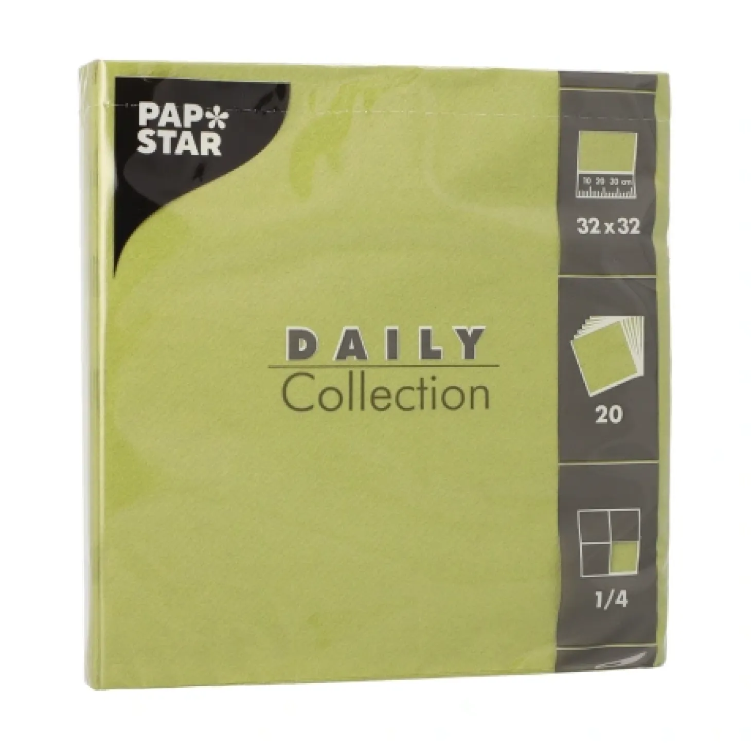 PAPSTAR Servietten "DAILY Collection" 1/4-Falz 32 cm x 32 cm olivgrün, 15 x 20 Stück