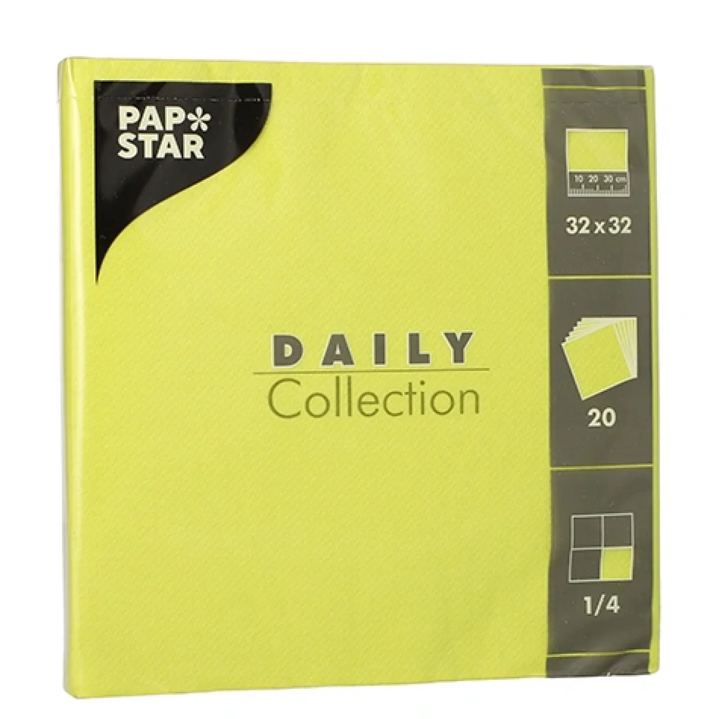 PAPSTAR Servietten "DAILY Collection" 1/4-Falz 32 cm x 32 cm limonengrün, 15 x 20 Stück