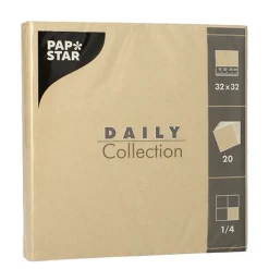 PAPSTAR Servietten "DAILY Collection" 1/4-Falz 32 cm x 32 cm sand, 15 x 20 Stück