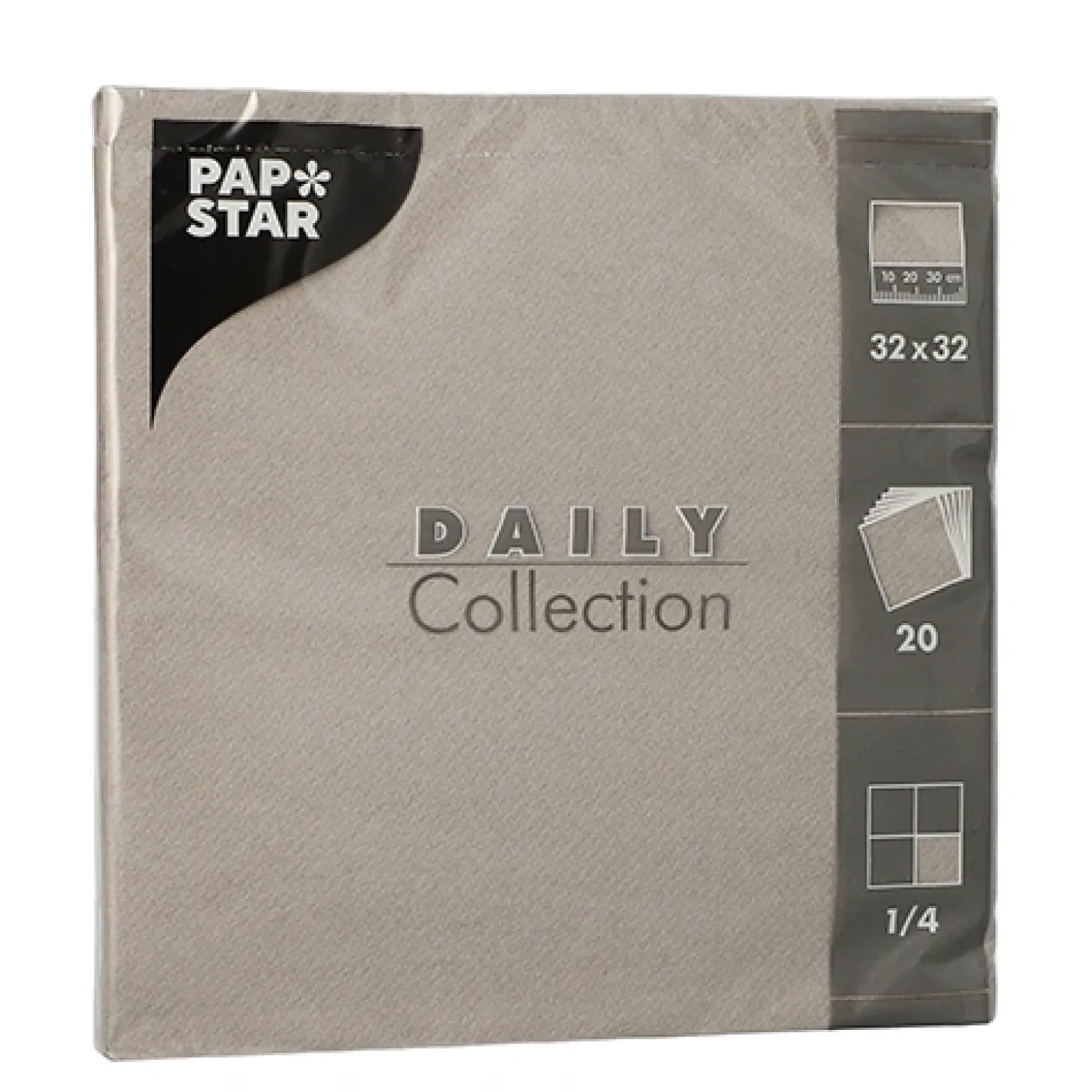 PAPSTAR Servietten "DAILY Collection" 1/4-Falz 32 cm x 32 cm grau, 15 x 20 Stück