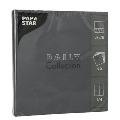 PAPSTAR Servietten "DAILY Collection" 1/4-Falz 32 cm x 32 cm schwarz, 15 x 20 Stück