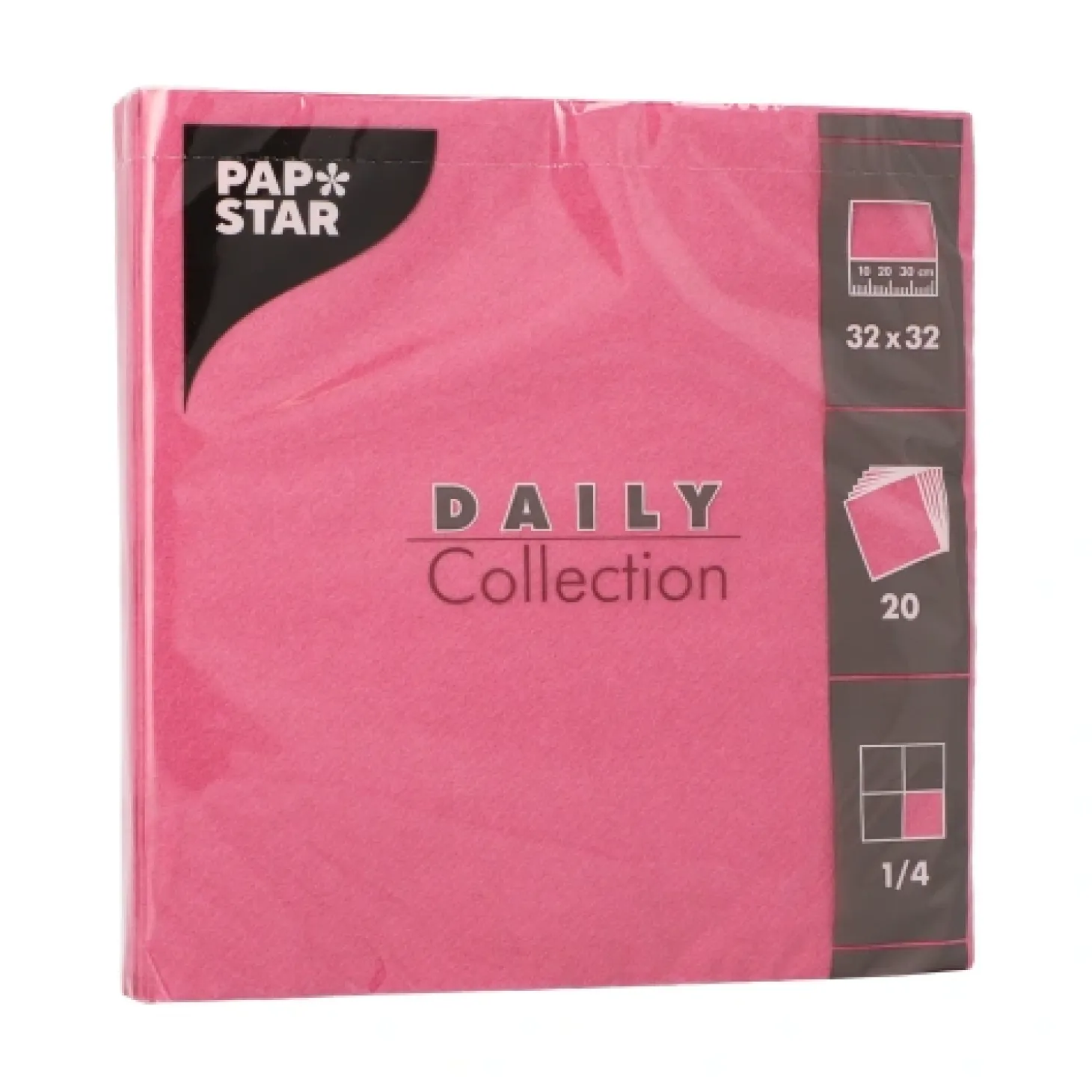 PAPSTAR Servietten "DAILY Collection" 1/4-Falz 32 cm x 32 cm fuchsia, 15 x 20 Stück