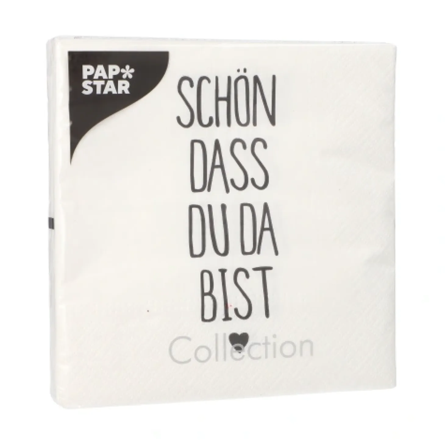 PAPSTAR Servietten, 3-lagig 1/4-Falz 33 cm x 33 cm "Schön, dass du da bist", 10 x 20 Stück