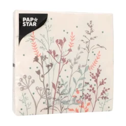 PAPSTAR Servietten, 3-lagig 1/4-Falz 33 cm x 33 cm "Wild Grasses", 10 x 20 Stück