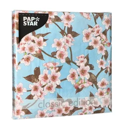 PAPSTAR Servietten, 3-lagig 1/4-Falz 33 cm x 33 cm "Cherry Blossoms"