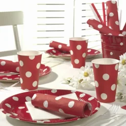 PAPSTAR Servietten, 3-lagig 1/4-Falz 40 cm x 40 cm rot "Dots"