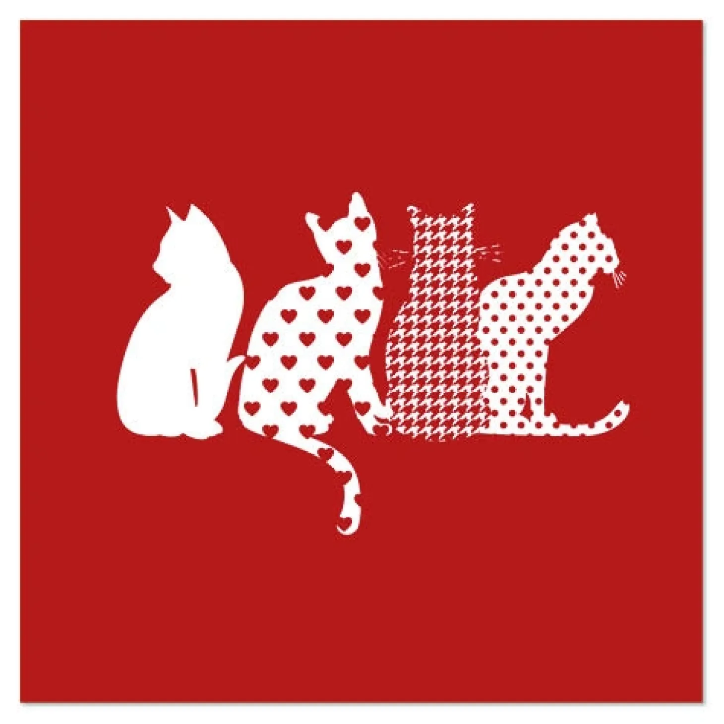 PAPSTAR Servietten, 3-lagig 1/4-Falz 33 cm x 33 cm rot "Cats"