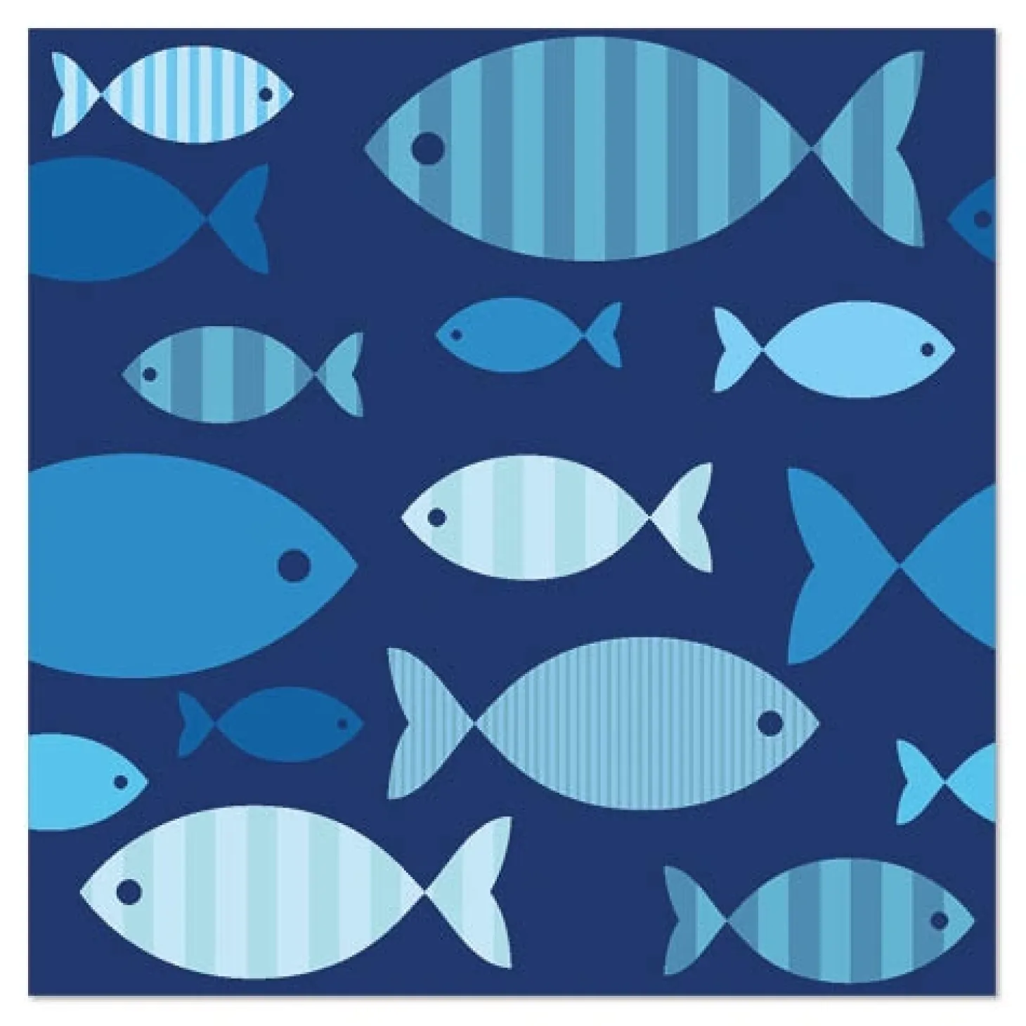 PAPSTAR Servietten, 3-lagig 1/4-Falz 33 cm x 33 cm "Blue Fish"