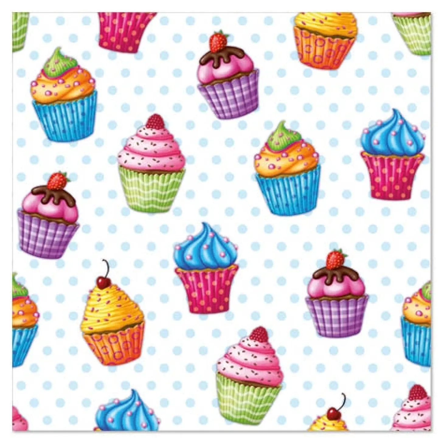 PAPSTAR Servietten, 3-lagig 1/4-Falz 33 cm x 33 cm "Cupcakes"