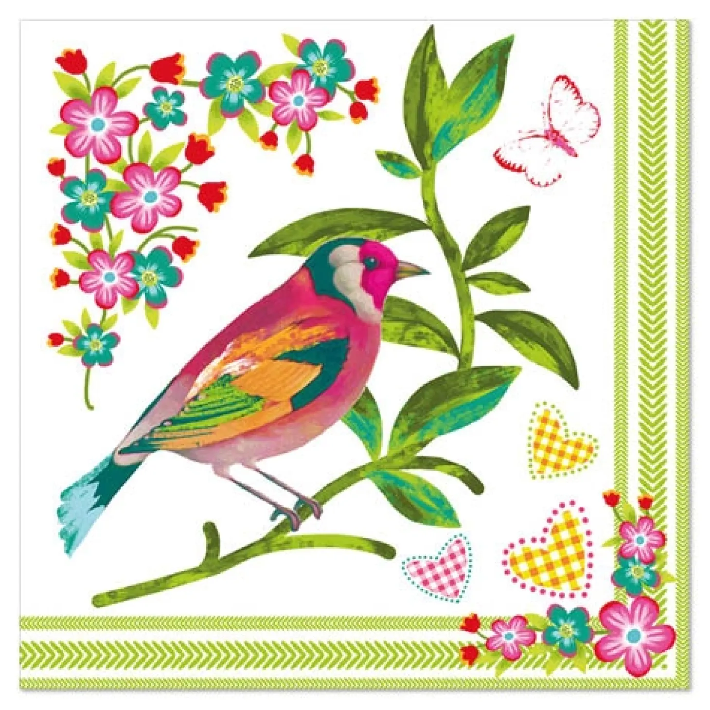 PAPSTAR Servietten, 3-lagig 1/4-Falz 33 cm x 33 cm "Birdie"