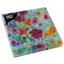 PAPSTAR Servietten, 3-lagig 1/4-Falz 33 cm x 33 cm "Flower Field"
