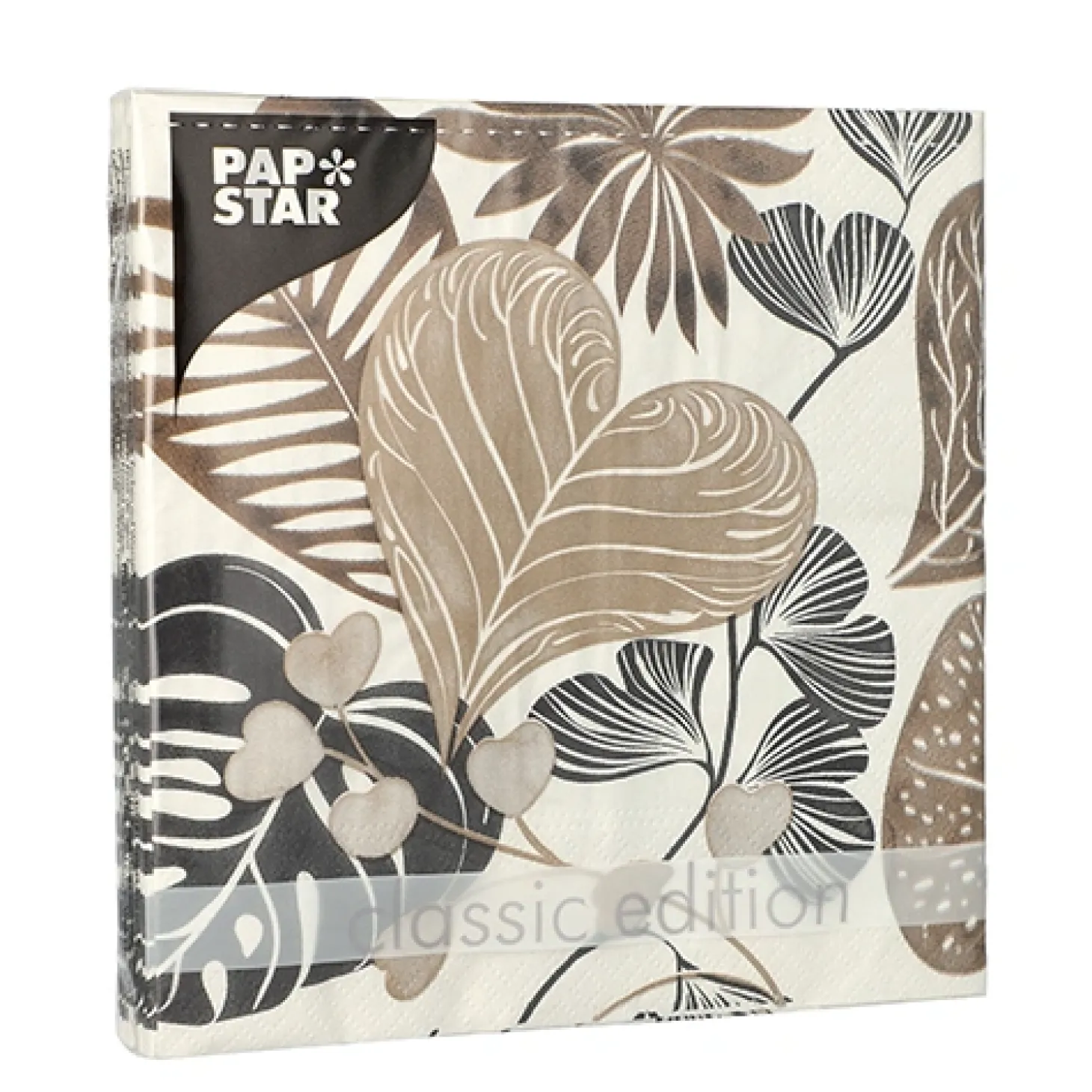 PAPSTAR Servietten, 3-lagig 1/4-Falz 33 cm x 33 cm "Silky Fronds"