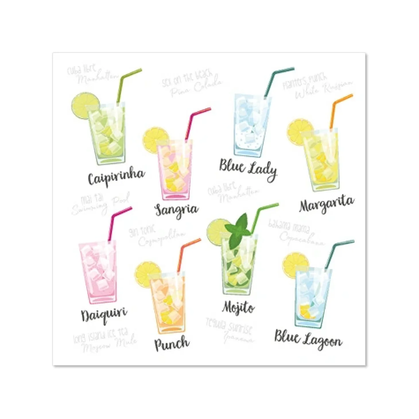 PAPSTAR Servietten, 3-lagig 1/4-Falz 25 cm x 25 cm "Cocktail"