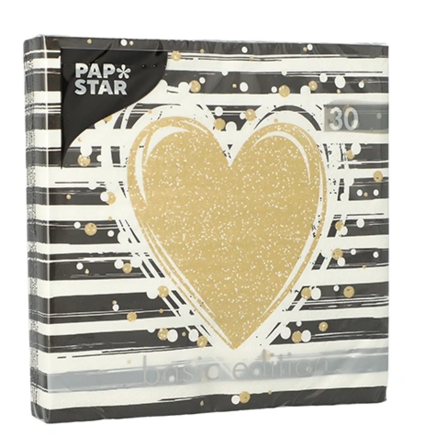 PAPSTAR Servietten, 3-lagig 1/4-Falz 33 cm x 33 cm "Sparkling Heart"