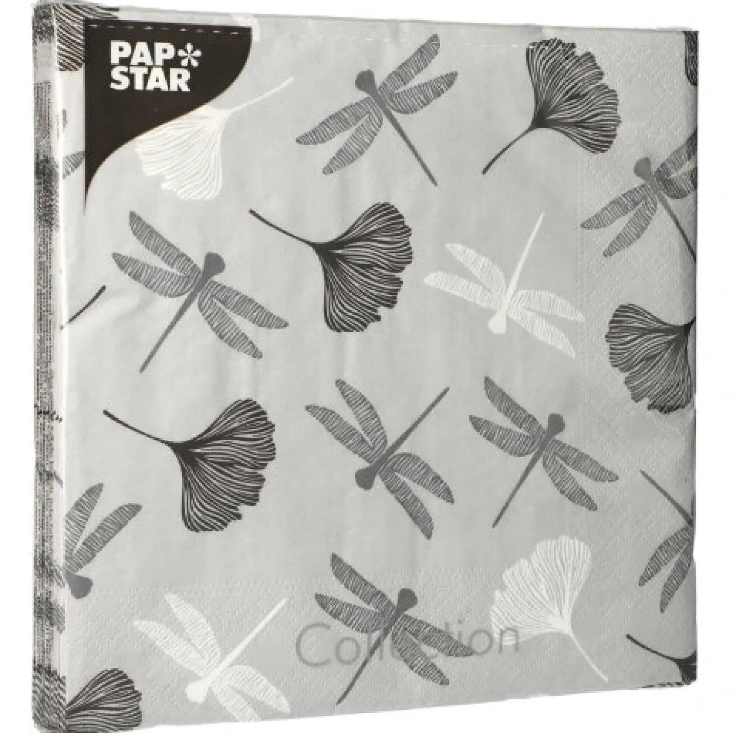 PAPSTAR Servietten, 3-lagig 1/4-Falz 40 cm x 40 cm grau "Ginko"