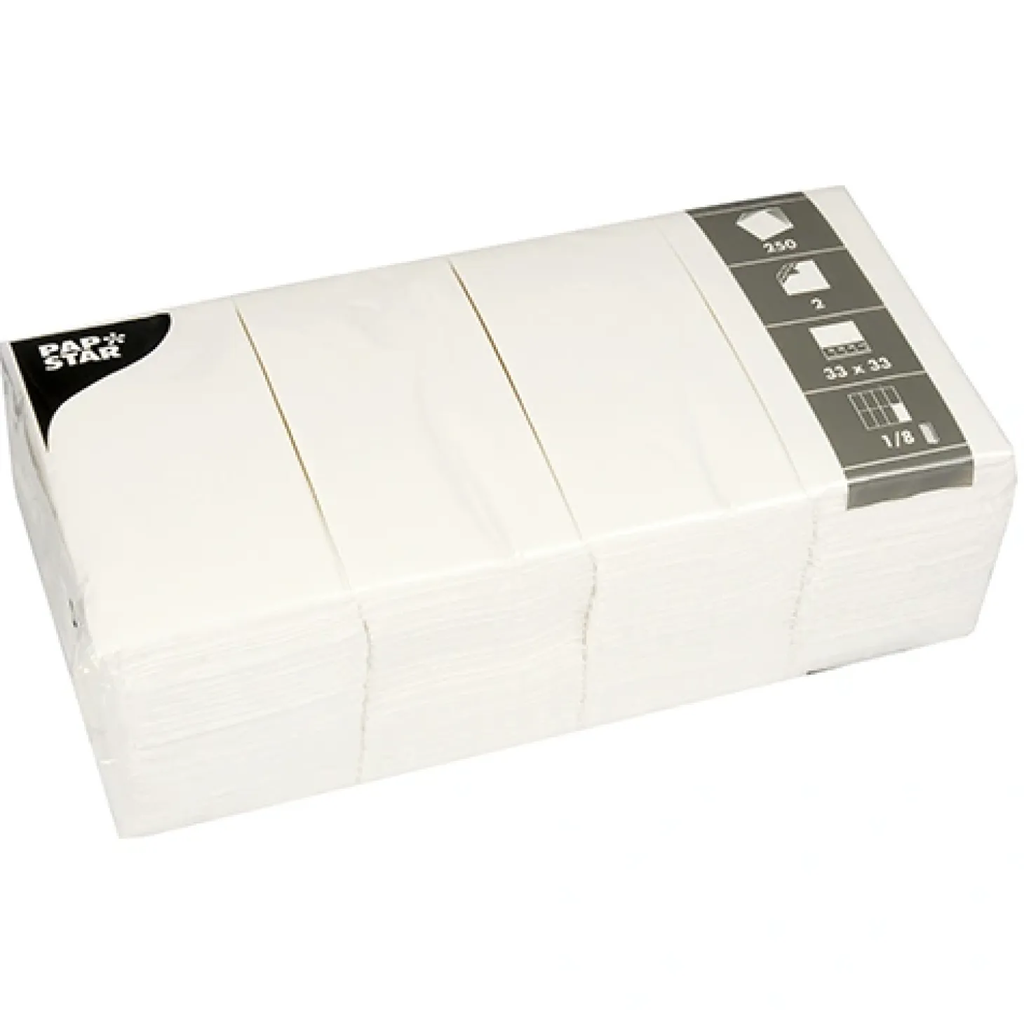 PAPSTAR Servietten, 2-lagig 1/8-Falz 33 cm x 33 cm weiß, 8 x 250 Stück