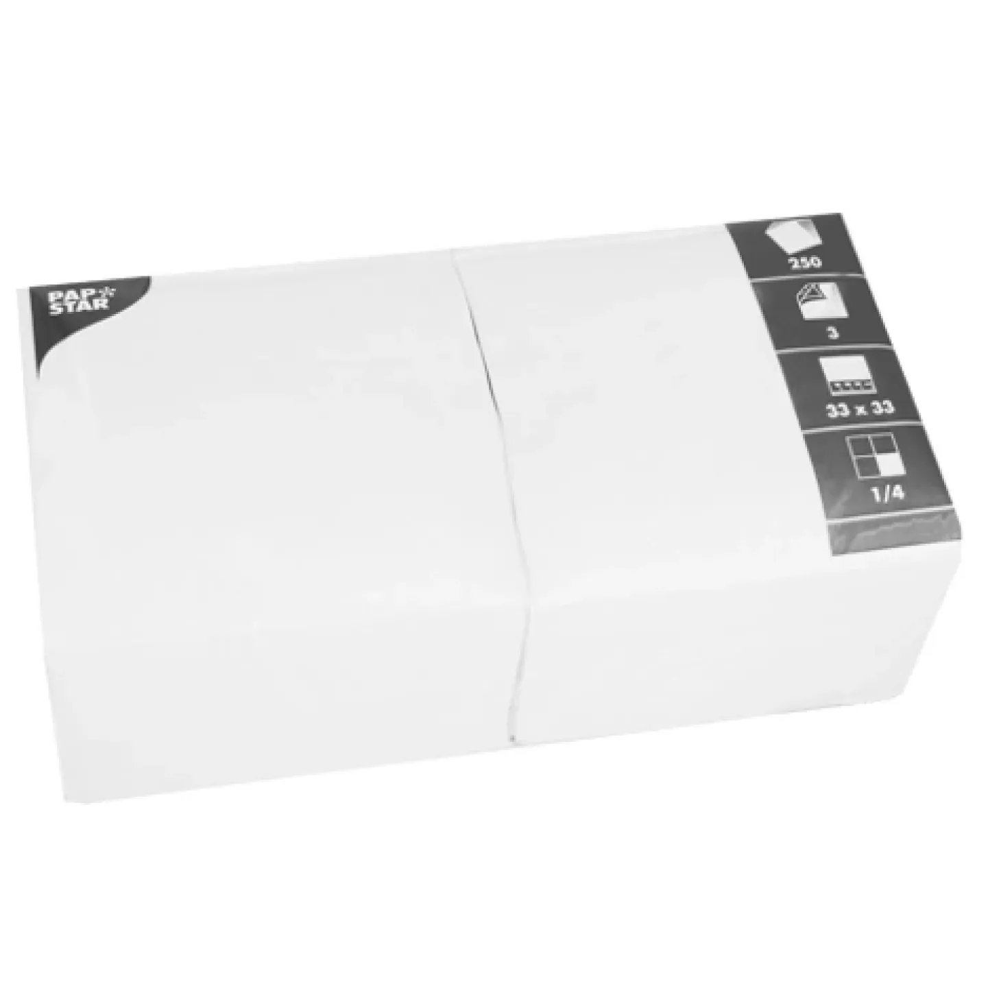PAPSTAR Servietten, 3-lagig 1/4-Falz 33 cm x 33 cm weiß