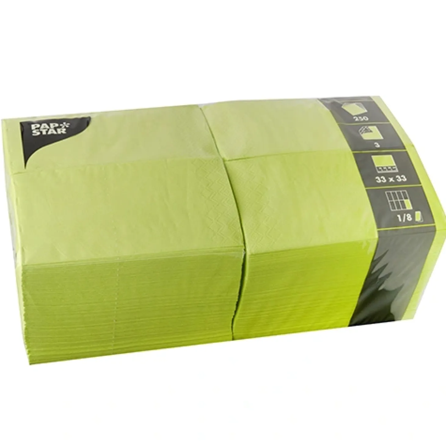 PAPSTAR Servietten, 3-lagig 1/8-Falz 33 cm x 33 cm limonengrün