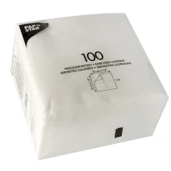 PAPSTAR Servietten, 1-lagig 1/4-Falz 33 cm x 33 cm weiß, 4 x 1200 Stück