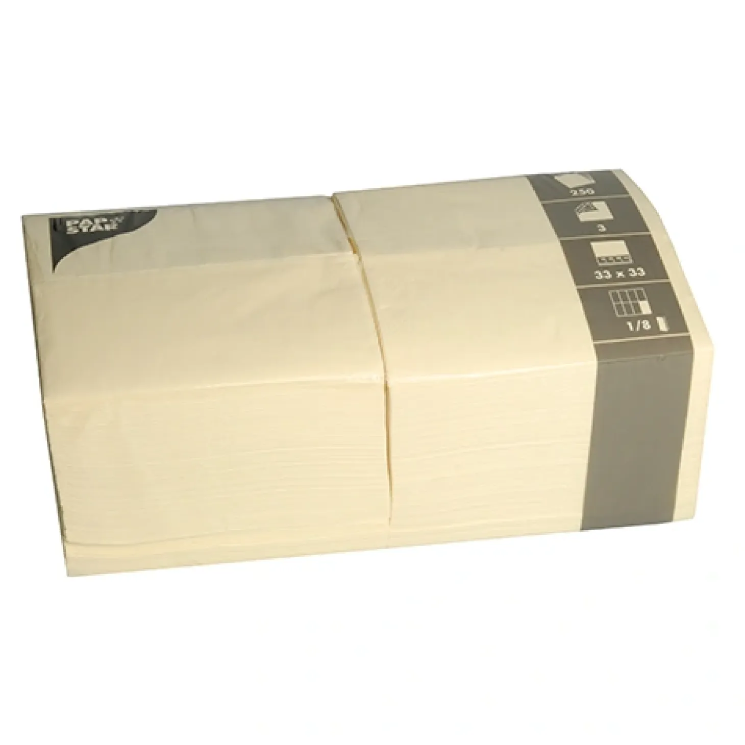PAPSTAR Servietten, 3-lagig 1/8-Falz 33 cm x 33 cm creme