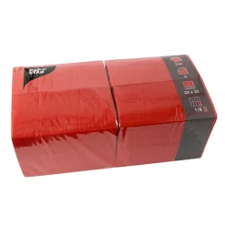 PAPSTAR Servietten, 3-lagig 1/8-Falz 33 cm x 33 cm rot