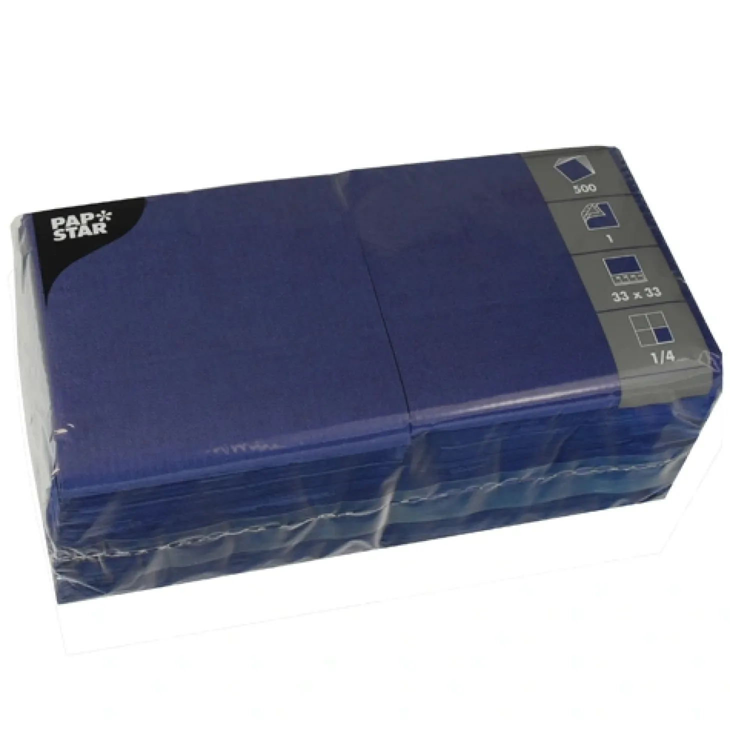 PAPSTAR Servietten, 1-lagig 1/4-Falz 33 cm x 33 cm dunkelblau, 10 x 500 Stück