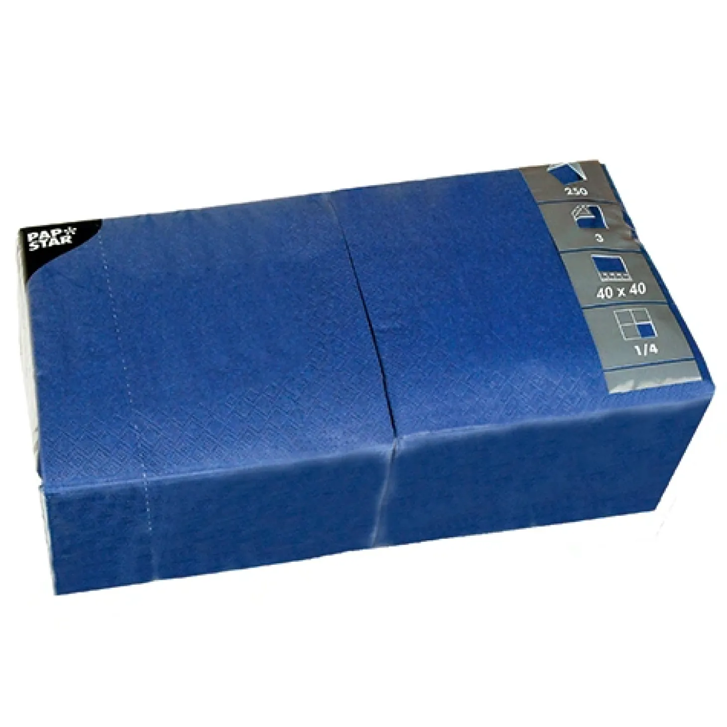 PAPSTAR Servietten, 3-lagig 1/4-Falz 40 cm x 40 cm dunkelblau