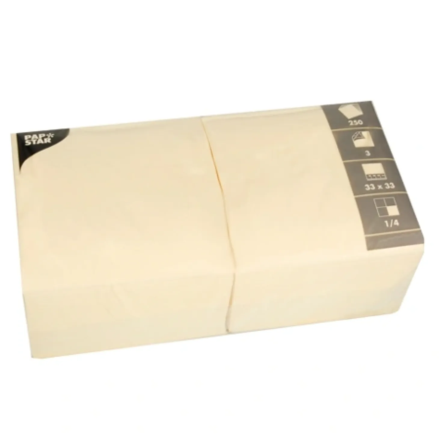 PAPSTAR Servietten, 3-lagig 1/4-Falz 33 cm x 33 cm creme