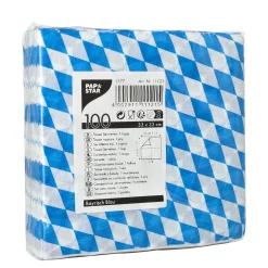 PAPSTAR Servietten, 1-lagig 1/4-Falz 33 cm x 33 cm "Bayrisch Blau"