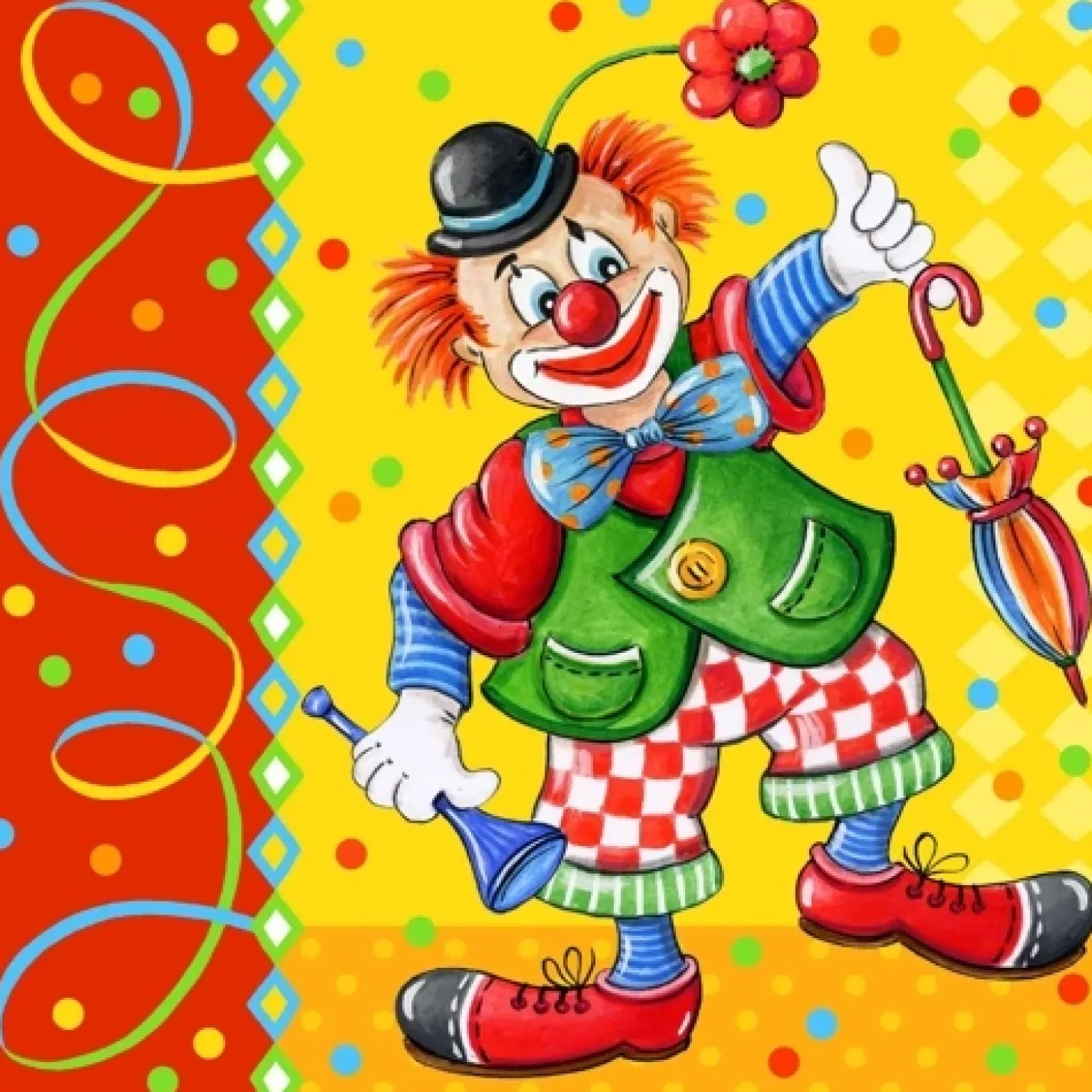 PAPSTAR Servietten, 3-lagig 1/4-Falz 33 cm x 33 cm "Clown"