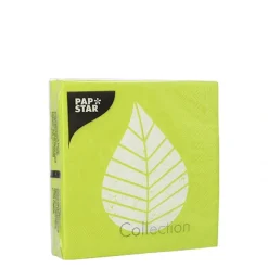 PAPSTAR Servietten, 3-lagig 1/4-Falz 25 cm x 25 cm grün "Graphic Leaves"