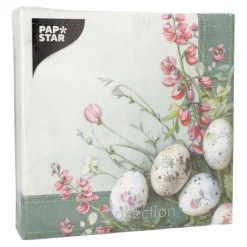 PAPSTAR Servietten, 3-lagig 1/4-Falz 40 cm x 40 cm "Pastell Eggs", 8 x 50 Stück