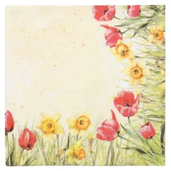 PAPSTAR Servietten, 3-lagig 1/4-Falz 40 cm x 40 cm "Tulips & Daffodils", 8 x 50 Stück